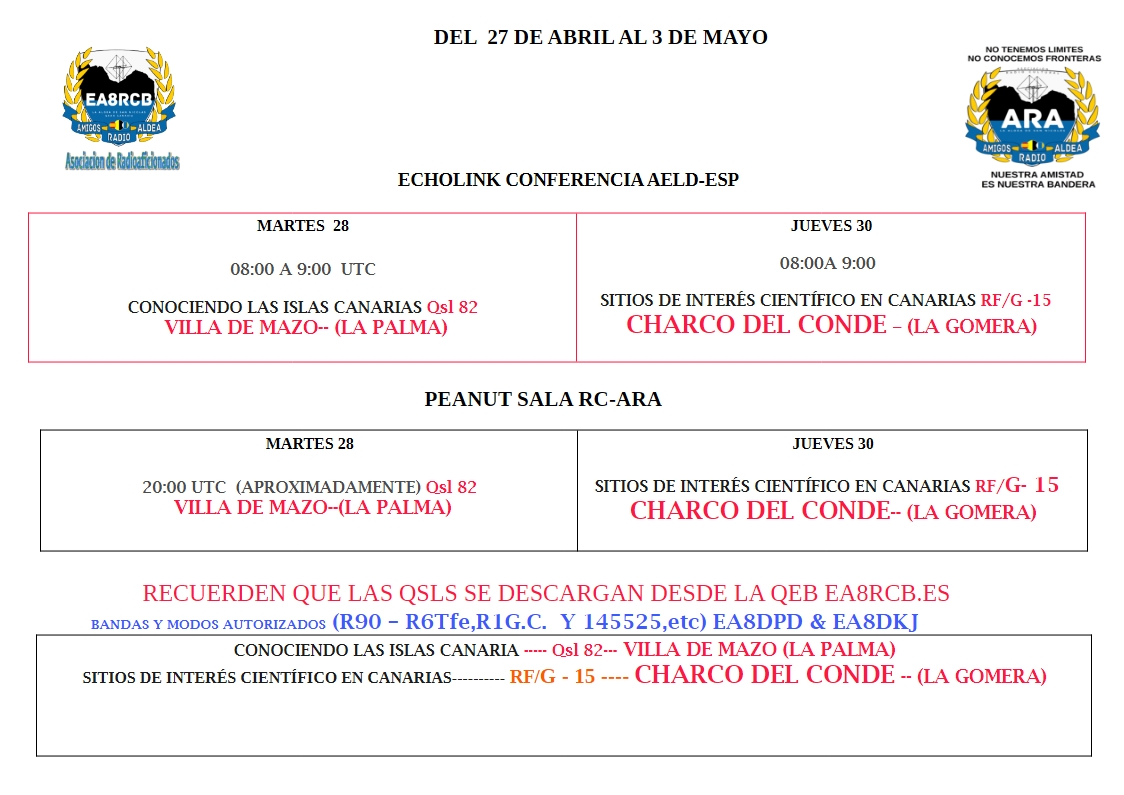 Actividades EA8RCB